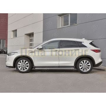 Пороги с площадкой алюминиевый лист d42 вариант 2 для Infiniti QX50 2018-
