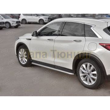 Пороги с площадкой нержавеющий лист 42 мм для Infiniti QX50 2018-