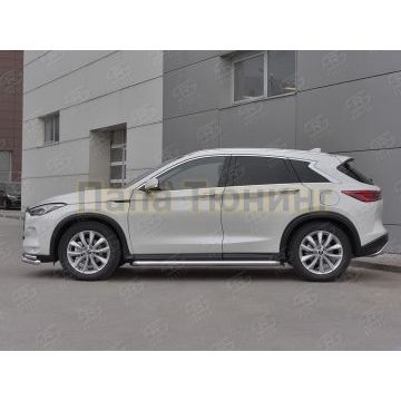 Пороги с площадкой алюминиевый лист d57 вариант 2 для Infiniti QX50 2018-