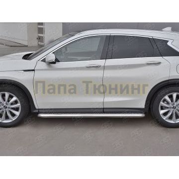 Пороги с площадкой алюминиевый лист d57 вариант 2 для Infiniti QX50 2018-