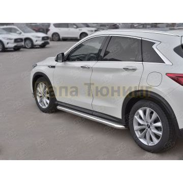 Пороги с площадкой нержавеющий лист 63 мм для Infiniti QX50 2018-