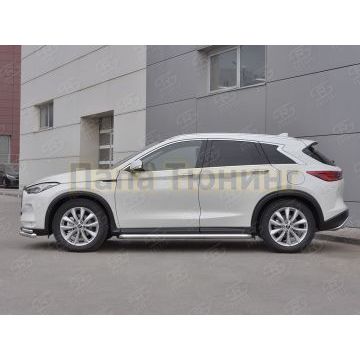 Пороги с площадкой нержавеющий лист 63 мм для Infiniti QX50 2018-