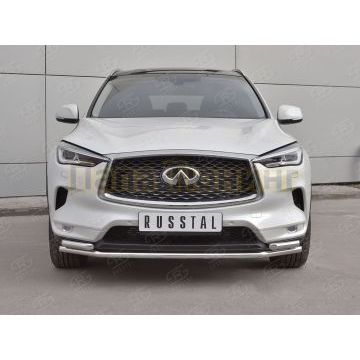 Защита передняя двойная d42-d42х2 мм секции-дуга для Infiniti QX50 2018-