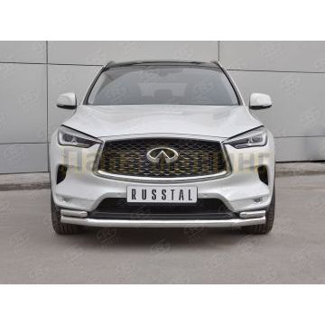 Защита передняя двойная d57-42х2 мм секции-дуга для Infiniti QX50 2018-