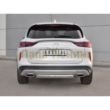 Защита заднего бампера овальная 75х42 мм дуга для Infiniti QX50 2018-