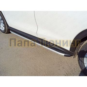 Пороги алюминиевые ТСС с накладкой для Infiniti QX50 2018- Пороги алюминиевые ТСС с накладкой для Infiniti QX50 2018-