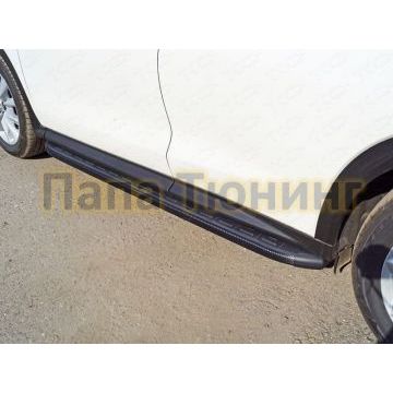 Пороги алюминиевые ТСС с накладкой чёрные для Infiniti QX50 2018- Пороги алюминиевые ТСС с накладкой чёрные для Infiniti QX50 2018-