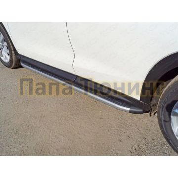 Пороги алюминиевые ТСС с накладкой серебристые для Infiniti QX50 2018- Пороги алюминиевые ТСС с накладкой серебристые для Infiniti QX50 2018-