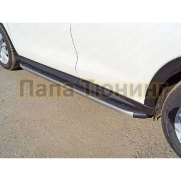 Пороги алюминиевые ТСС с накладкой серые для Infiniti QX50 2018- Пороги алюминиевые ТСС с накладкой серые для Infiniti QX50 2018-