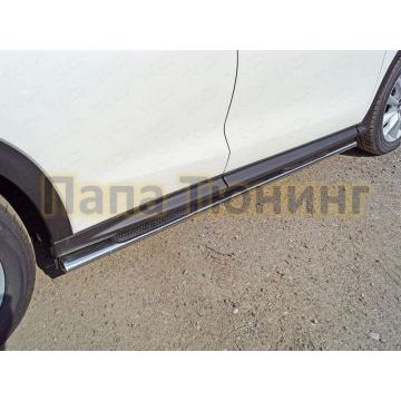 Пороги овальные с накладкой 75х42 мм для Infiniti QX50 2018- Пороги овальные с накладкой 75х42 мм для Infiniti QX50 2018-