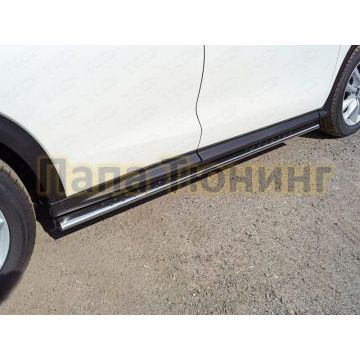 Пороги овальные с проступью 75х42 мм для Infiniti QX50 2018- Пороги овальные с проступью 75х42 мм для Infiniti QX50 2018-