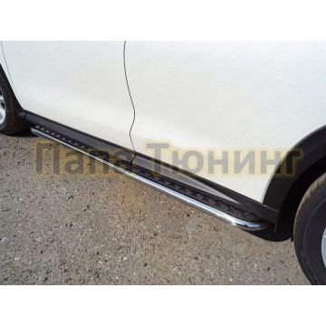 Пороги с площадкой алюминиевый лист 42 мм для Infiniti QX50 2018- Пороги с площадкой алюминиевый лист 42 мм для Infiniti QX50 2018-