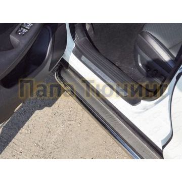 Пороги с площадкой нержавеющий лист 42 мм для Infiniti QX50 2018- Пороги с площадкой нержавеющий лист 42 мм для Infiniti QX50 2018-