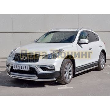 Защита передняя двойная d57-d42 РусСталь для Infiniti QX50 2016-2017