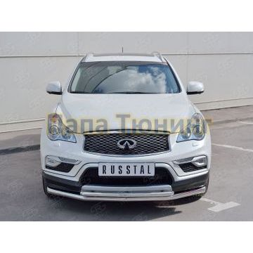 Защита передняя двойная d57-d42 РусСталь для Infiniti QX50 2016-2017