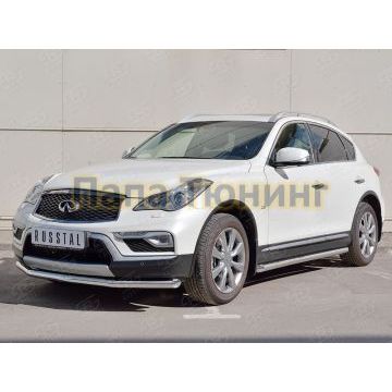 Защита переднего бампера d57 РусСталь для Infiniti QX50 2016-2017