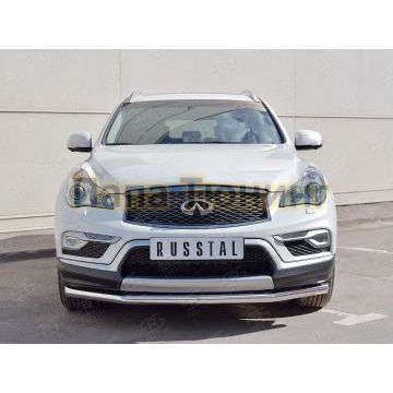 Защита переднего бампера d57 РусСталь для Infiniti QX50 2016-2017