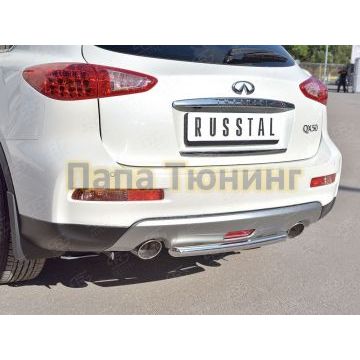 Защита заднего бампера d42 РусСталь для Infiniti QX50 2016-2017