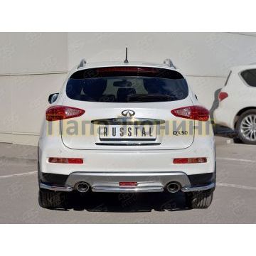 Защита заднего бампера d42 РусСталь для Infiniti QX50 2016-2017