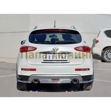 Защита задняя уголки d42 РусСталь для Infiniti QX50 2016-2017