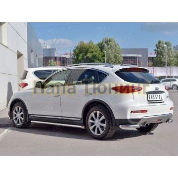 Защита задняя уголки d57 РусСталь для Infiniti QX50 2016-2017