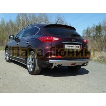 Защита заднего бампера овальная 75х42 мм ТСС для Infiniti QX50 2016-2017