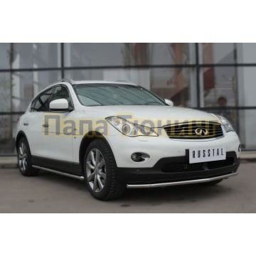 Защита переднего бампера d42 РусСталь для Infiniti QX50 2014-2016