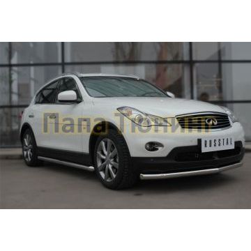 Защита переднего бампера d57 РусСталь для Infiniti QX50 2014-2016
