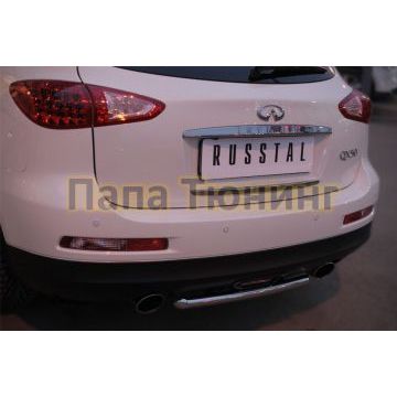 Защита заднего бампера d42 РусСталь для Infiniti QX50 2014-2016