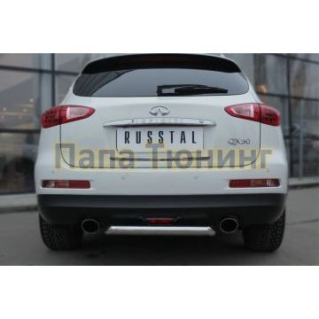 Защита заднего бампера d57 РусСталь для Infiniti QX50 2014-2016