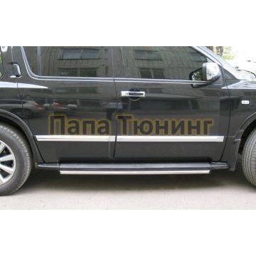 Пороги труба d42 по дверям вариант 1 РусСталь для Infiniti QX56 2004-2010