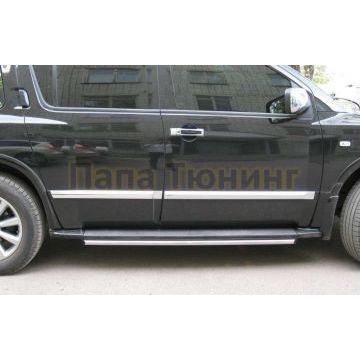 Пороги труба d42 по дверям вариант 3 РусСталь для Infiniti QX56 2004-2010