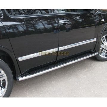 Пороги труба d42 по колесной базе вариант 1 РусСталь для Infiniti QX56 2004-2010