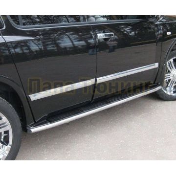 Пороги труба d42 по колесной базе вариант 3 РусСталь для Infiniti QX56 2004-2010