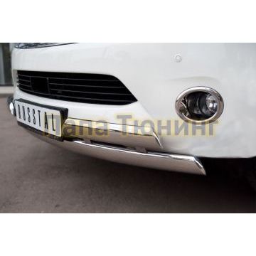 Защита передняя овальная двойная 75х42х2 мм РусСталь для Infiniti QX56 2010-2013