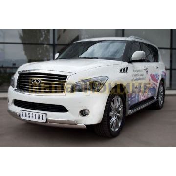 Защита передняя 75х42-75х42 мм овалы РусСталь для Infiniti QX56 2010-2013