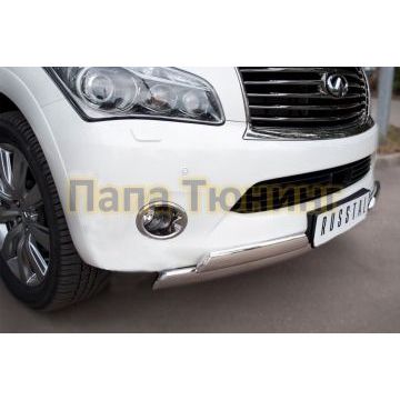 Защита передняя 75х42-75х42 мм овалы РусСталь для Infiniti QX56 2010-2013