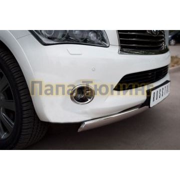 Защита переднего бампера 75х42 овал РусСталь для Infiniti QX56 2010-2013
