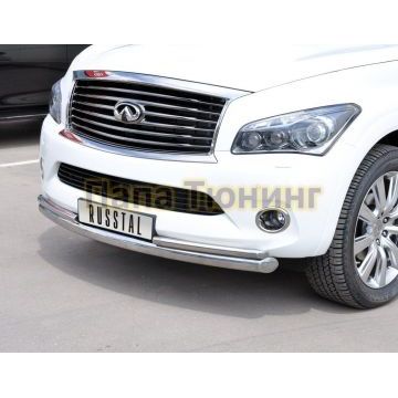 Защита передняя двойная d76-d42 РусСталь для Infiniti QX56 2010-2013
