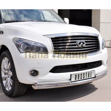 Защита передняя двойная d76-d42 РусСталь для Infiniti QX56 2010-2013