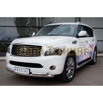 Защита передняя двойная d76-d57х2 мм РусСталь для Infiniti QX56 2010-2013