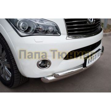 Защита передняя двойная d76-d57х2 мм РусСталь для Infiniti QX56 2010-2013