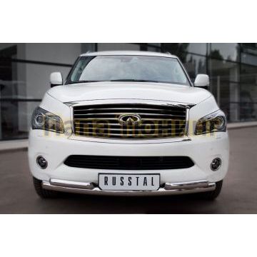 Защита передняя двойная d76-d57х2 мм РусСталь для Infiniti QX56 2010-2013