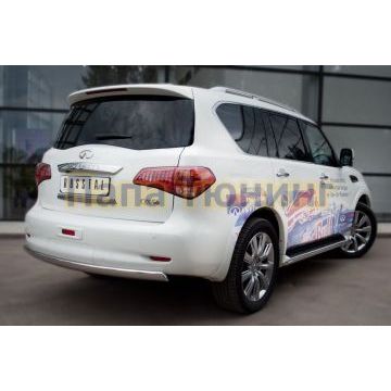 Защита заднего бампера овальная 75х42 мм РусСталь для Infiniti QX56 2010-2013