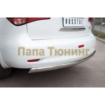 Защита заднего бампера овальная 75х42 мм РусСталь для Infiniti QX56 2010-2013