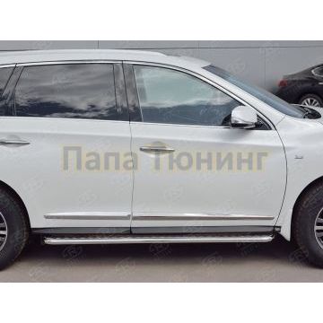 Пороги с площадкой алюминиевый лист d42 вариант 2 РусСталь для Infiniti QX60 2016-