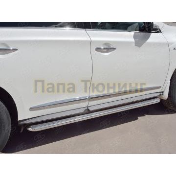 Пороги с площадкой нержавеющий лист 42 мм РусСталь для Infiniti QX60 2016-
