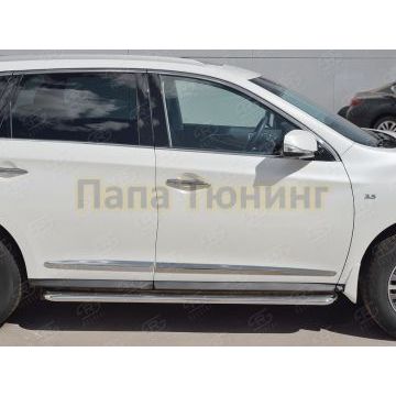 Пороги с площадкой нержавеющий лист 42 мм РусСталь для Infiniti QX60 2016-