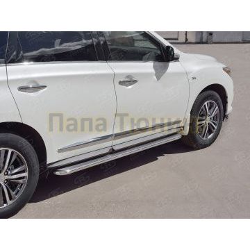 Пороги с площадкой нержавеющий лист 42 мм РусСталь для Infiniti QX60 2016-