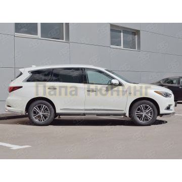 Пороги с площадкой нержавеющий лист 42 мм РусСталь для Infiniti QX60 2016-